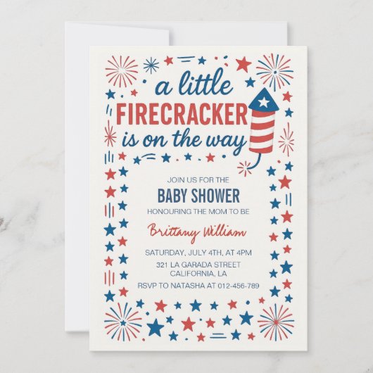 Little Firecracker 4th van juli Baby shower Kaart (Voorkant)