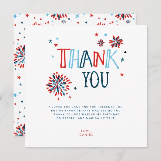 Little Firecracker 4th van juli Dank u kaart (Voorkant / Achterkant)
