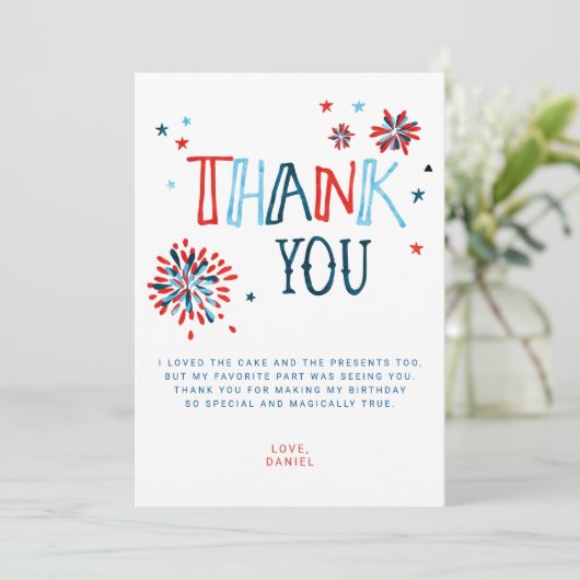 Little Firecracker 4th van juli Dank u kaart (Staand voorkant)