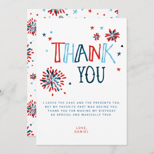 Little Firecracker 4th van juli Dank u kaart (Voorkant / Achterkant)