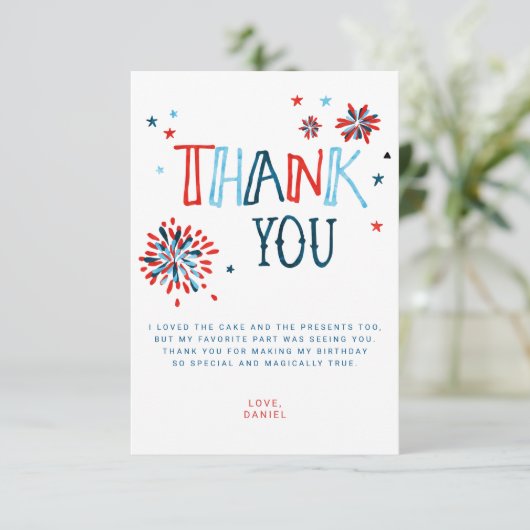 Little Firecracker 4th van juli Dank u kaart (Staand voorkant)