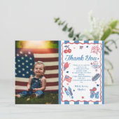 Little Firecracker 4th van juli Verjaardag Bedankkaart (Staand voorkant)