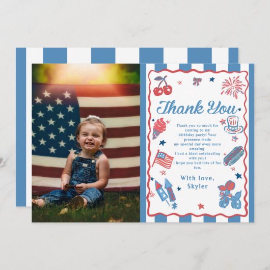Little Firecracker 4th van juli Verjaardag Bedankkaart (Voorkant / Achterkant)