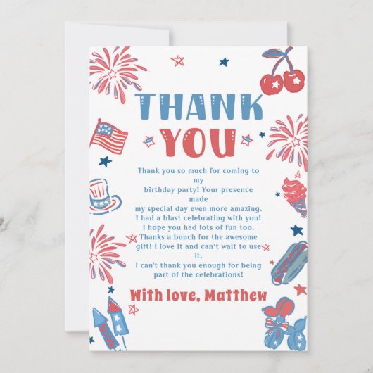 Little Firecracker 4th van juli Verjaardag Bedankkaart (Voorkant)