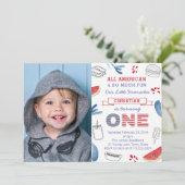 Little Firecracker All-American 1st Birthday Party Kaart (Staand voorkant)