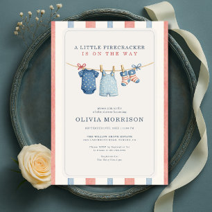Little Firecracker Amerikaanse Strepen Baby Shower Kaart