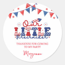 Little Firecracker Birthday Party Thankyou Sticker