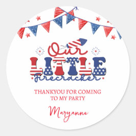 Little Firecracker Birthday Party Thankyou Sticker