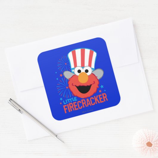 Little Firecracker Elmo Vierkante Sticker (Envelop)