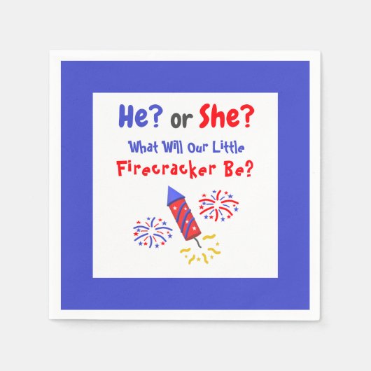Little Firecracker Gender onthulling Napkins Servet (Voorkant)