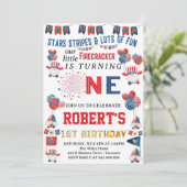 Little Firecracker Gnome 1st Birthday 4th of juli Kaart (Staand voorkant)