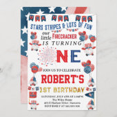 Little Firecracker Gnome 1st Birthday 4th of juli Kaart (Voorkant / Achterkant)