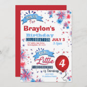 Little Firecracker Juli 4th Birthday Uitnodiging (Voorkant / Achterkant)