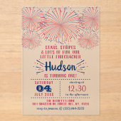 Little Firecracker op 4 juli 1991 Acryl Uitnodigingen (Voorkant)