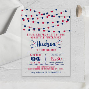 Little Firecracker op 4 juli 1991 Acryl Uitnodigingen