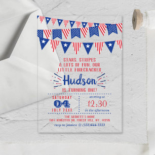 Little Firecracker op 4 juli 1991 Acryl Uitnodigingen