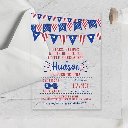 Little Firecracker op 4 juli 1991 Acryl Uitnodigingen