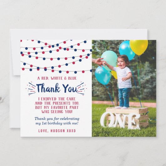 Little Firecracker op 4 juli 1991 foto van de eers Bedankkaart (Voorkant)