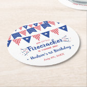 Little Firecracker op 4 juli 1991 Ronde Kartonnen Onderzetter (Gebogen)