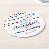 Little Firecracker op 4 juli 1991 Ronde Kartonnen Onderzetter (Gebogen)