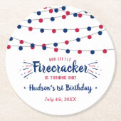 Little Firecracker op 4 juli 1991 Ronde Kartonnen Onderzetter (Voorkant)