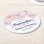 Little Firecracker op 4 juli 1991 Ronde Kartonnen Onderzetter (Gebogen)