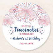 Little Firecracker op 4 juli 1991 Ronde Kartonnen Onderzetter (Voorkant)