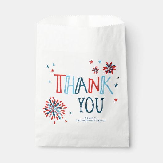 Little Firecracker op 4 juli Birthday Party Bedankzakje (Voorkant)