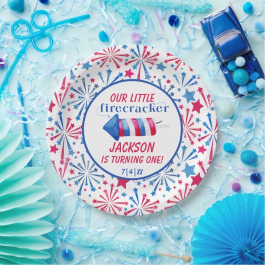 Little Firecracker op 4 juli Birthday Party Papieren Bordje (Feest)