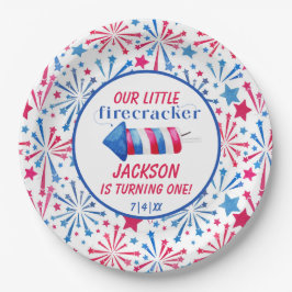 Little Firecracker op 4 juli Birthday Party Papieren Bordje
