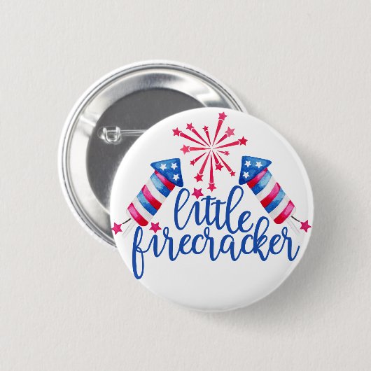 Little Firecracker op 4 juli Birthday Party Ronde Button 5,7 Cm (Voorkant /achterkant)