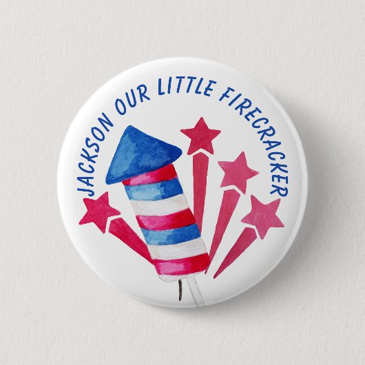 Little Firecracker op 4 juli Birthday Party Ronde Button 5,7 Cm (Voorkant)