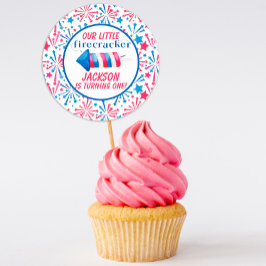 Little Firecracker op 4 juli Birthday Party Ronde Sticker