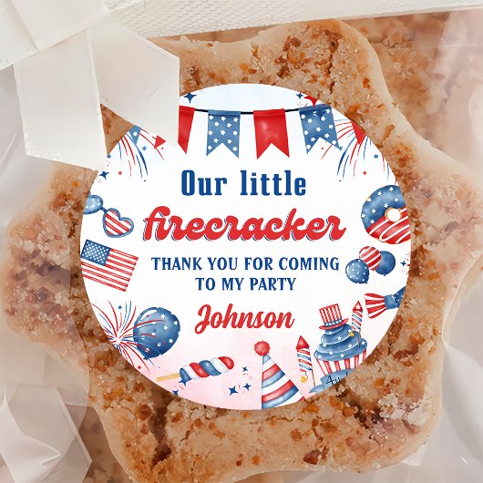 Little Firecracker op 4 juli Birthday Party Ronde Sticker