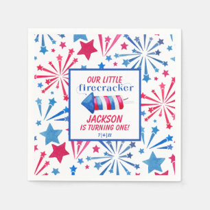 Little Firecracker op 4 juli Birthday Party Servet