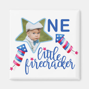 Little Firecracker op 4 juli Red White en Blue Magneet