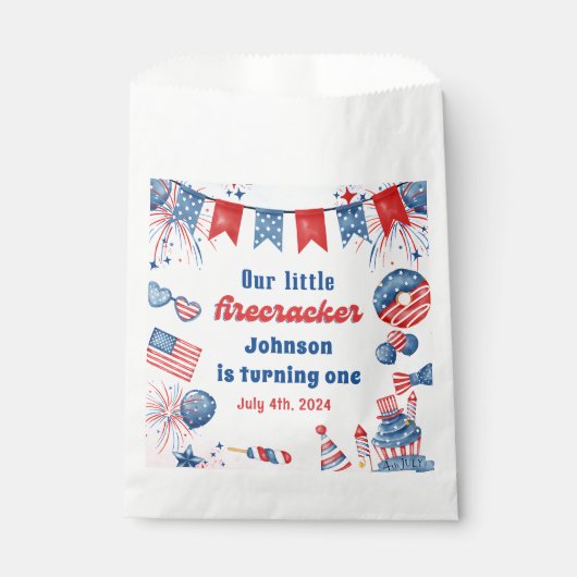 Little Firecracker op 4 juli Summer Birthday Bedankzakje (Voorkant)