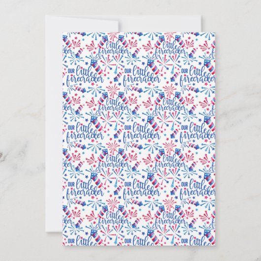 Little Firecracker op 4 juli Summer Birthday Kaart (Achterkant)