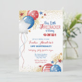 Little Firecracker Patriotic Juli Rood Wit Blauw Kaart (Staand voorkant)