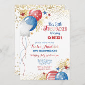 Little Firecracker Patriotic Juli Rood Wit Blauw Kaart (Voorkant / Achterkant)