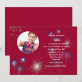 Little Firecracker Photo Birthday Invitation Kaart (Voorkant / Achterkant)