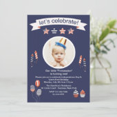 Little Firecracker Photo Invitation Kaart (Staand voorkant)