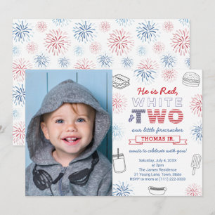 Little Firecracker Red Blue 2e verjaardag Kaart