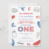 Little Firecracker Red White First Birthday Kaart (Voorkant)