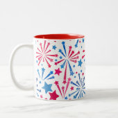 Little Firecracker Rood Wit Blauw 4th July Koffie Tweekleurige Koffiemok (Links)