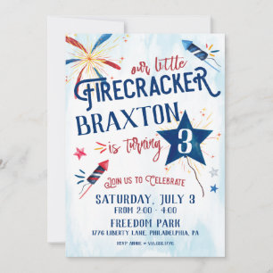 Little Firecracker verjaardagsuitnodiging Kaart