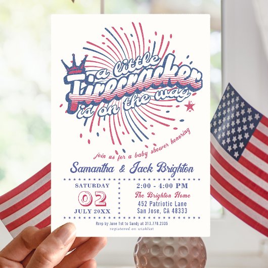 Little Firecracker Vierde juli USA Baby shower Kaart