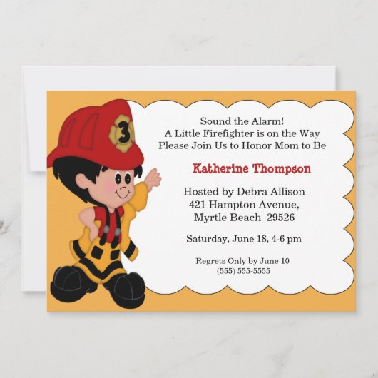 Little Firefighter Baby shower Invitation Kaart (Voorkant)