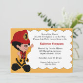 Little Firefighter Baby shower Invitation Kaart (Staand voorkant)