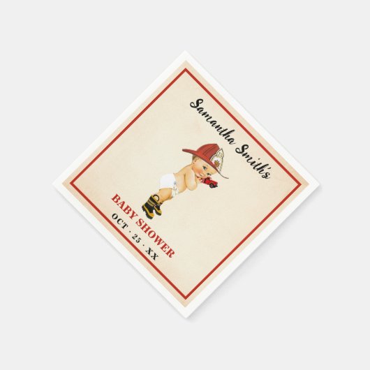 Little Firefighter Baby shower Party Decor Napkins Servet (Hoek)